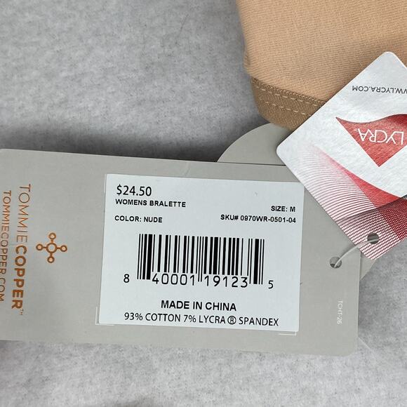 TOMMIE COPPER Bra M Bralette Racerback Pullover Cotton Blend Nude Beige NEW - Picture 8 of 13